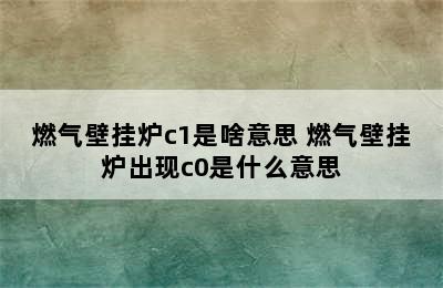 燃气壁挂炉c1是啥意思 燃气壁挂炉出现c0是什么意思